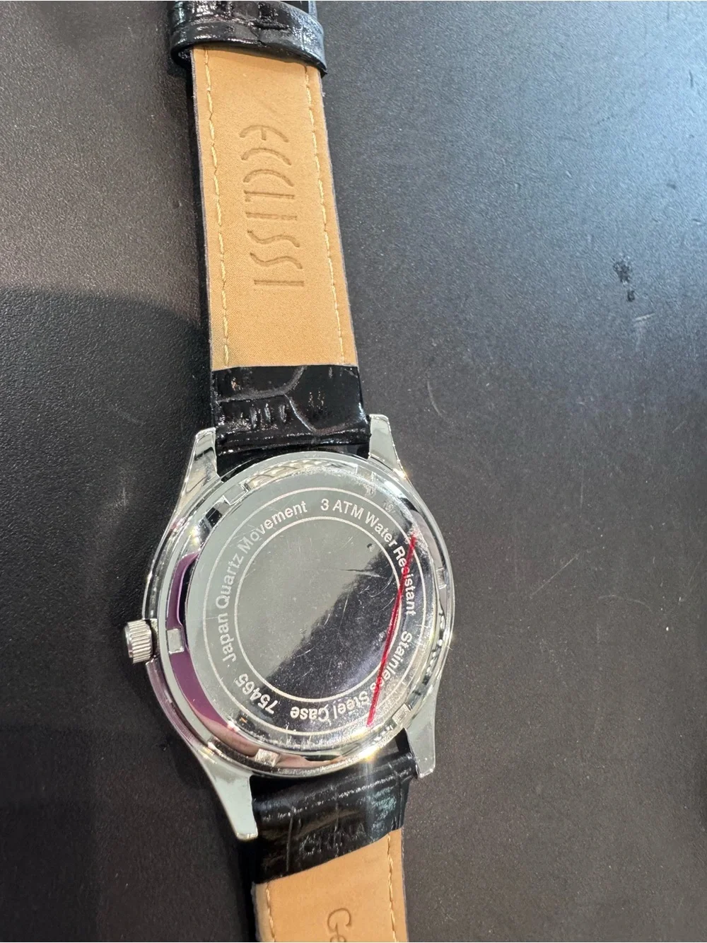 New Ecclissi Women's Green Dial Stainless Steel Watch with Black Leather Strap